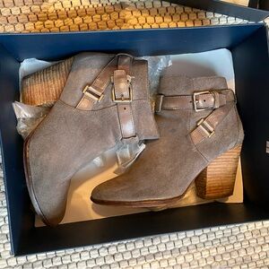 Cole Haan Minna Bootie Women's Taupe Suede Ankle Boots in Stormcloud  Sud